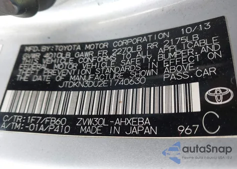2014 Toyota Prius Two z USA, uszkodzony, nr VIN JTDKN3DU2E1740630